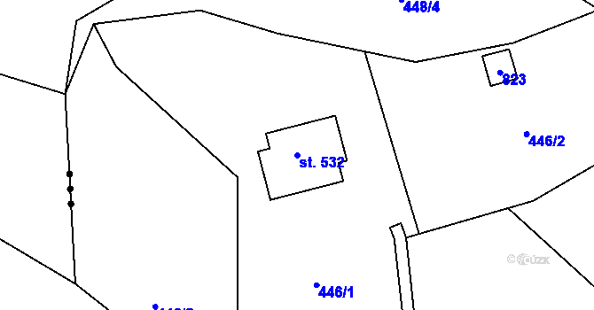 Parcela st. 532 v KÚ Myšlín, Katastrální mapa