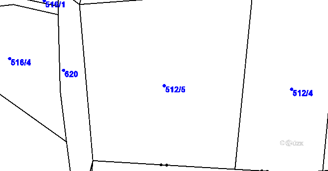 Parcela st. 512/5 v KÚ Hoškovice, Katastrální mapa