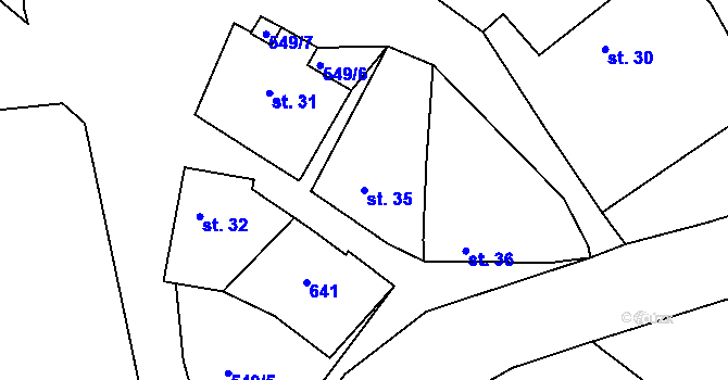 Parcela st. 35 v KÚ Hoškovice, Katastrální mapa