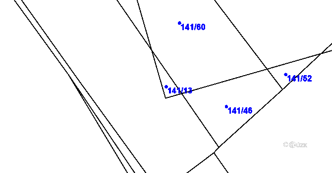 Parcela st. 141/13 v KÚ Hoškovice, Katastrální mapa