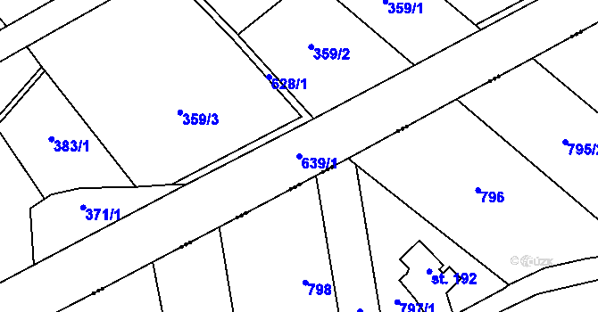 Parcela st. 639/1 v KÚ Hoškovice, Katastrální mapa