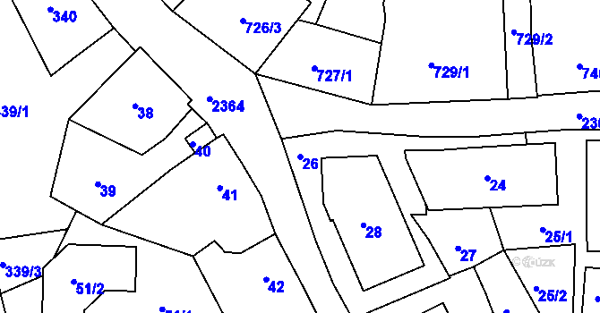 Parcela st. 26 v KÚ Mnichovo Hradiště, Katastrální mapa