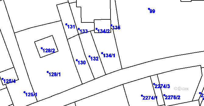Parcela st. 134/1 v KÚ Mnichovo Hradiště, Katastrální mapa