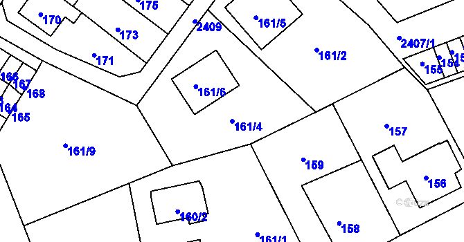 Parcela st. 161/4 v KÚ Mnichovo Hradiště, Katastrální mapa