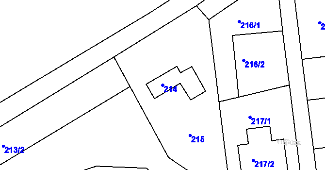Parcela st. 214 v KÚ Mnichovo Hradiště, Katastrální mapa