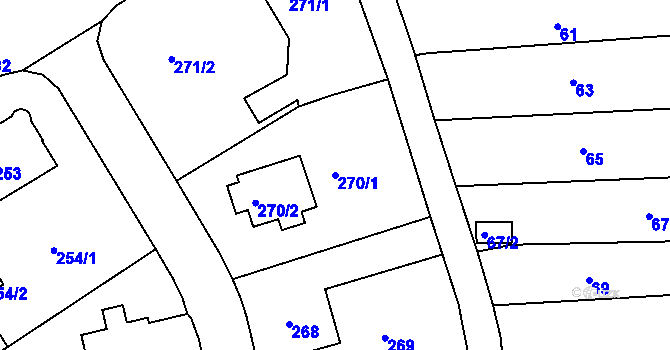 Parcela st. 270/1 v KÚ Mnichovo Hradiště, Katastrální mapa