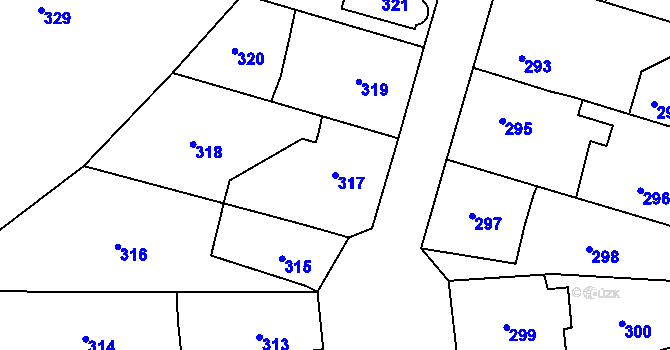 Parcela st. 317 v KÚ Mnichovo Hradiště, Katastrální mapa
