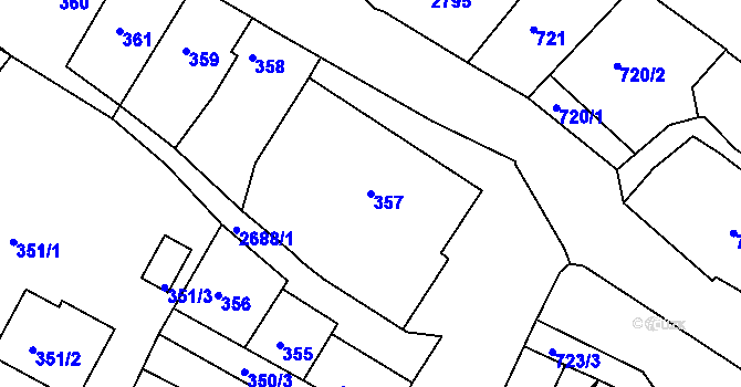 Parcela st. 357 v KÚ Mnichovo Hradiště, Katastrální mapa