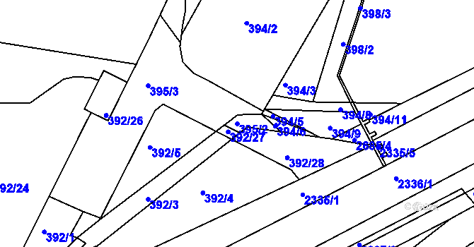 Parcela st. 395/2 v KÚ Mnichovo Hradiště, Katastrální mapa