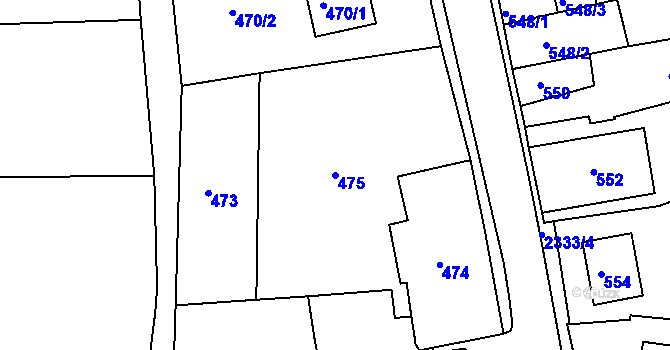Parcela st. 475 v KÚ Mnichovo Hradiště, Katastrální mapa