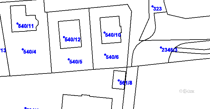 Parcela st. 540/6 v KÚ Mnichovo Hradiště, Katastrální mapa