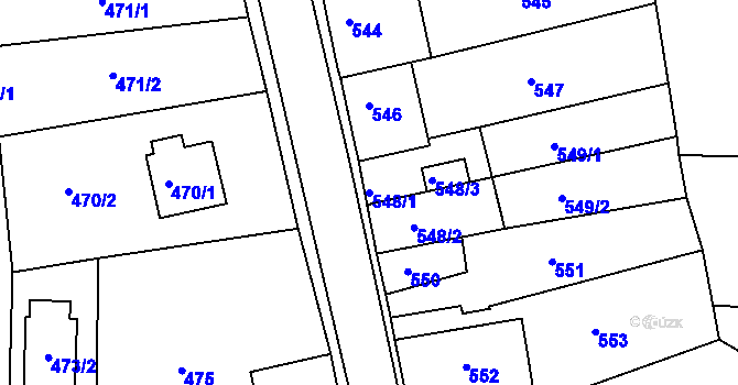 Parcela st. 548/1 v KÚ Mnichovo Hradiště, Katastrální mapa