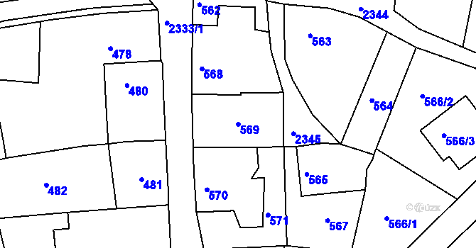 Parcela st. 569 v KÚ Mnichovo Hradiště, Katastrální mapa