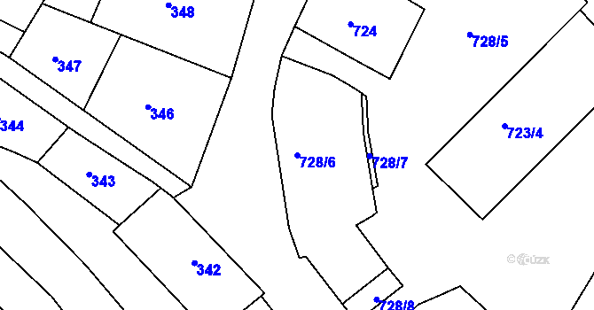 Parcela st. 728/6 v KÚ Mnichovo Hradiště, Katastrální mapa