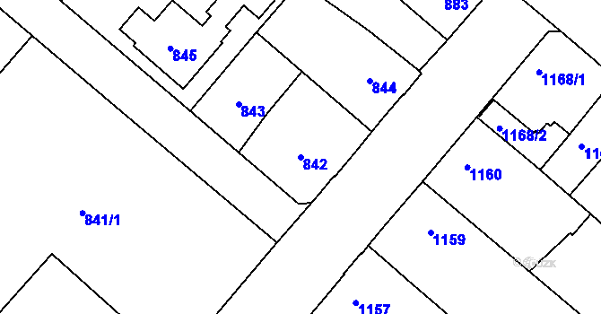 Parcela st. 842 v KÚ Mnichovo Hradiště, Katastrální mapa