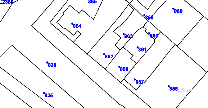 Parcela st. 862 v KÚ Mnichovo Hradiště, Katastrální mapa