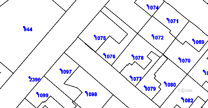 Parcela st. 1076 v KÚ Mnichovo Hradiště, Katastrální mapa