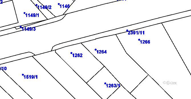 Parcela st. 1264 v KÚ Mnichovo Hradiště, Katastrální mapa