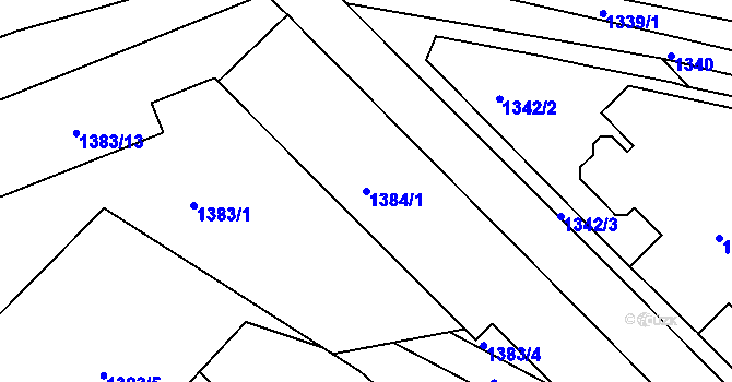 Parcela st. 1384/1 v KÚ Mnichovo Hradiště, Katastrální mapa