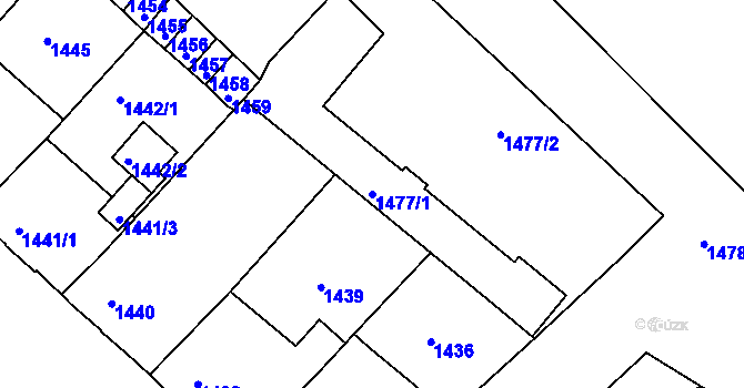 Parcela st. 1477/1 v KÚ Mnichovo Hradiště, Katastrální mapa