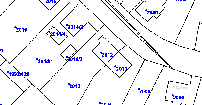 Parcela st. 2012 v KÚ Mnichovo Hradiště, Katastrální mapa