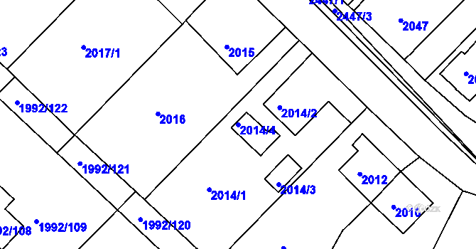 Parcela st. 2014/4 v KÚ Mnichovo Hradiště, Katastrální mapa