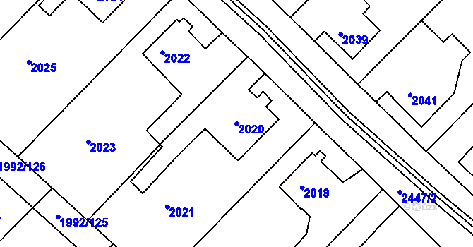 Parcela st. 2020 v KÚ Mnichovo Hradiště, Katastrální mapa