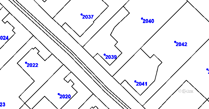 Parcela st. 2039 v KÚ Mnichovo Hradiště, Katastrální mapa