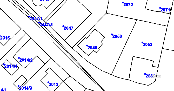 Parcela st. 2049 v KÚ Mnichovo Hradiště, Katastrální mapa
