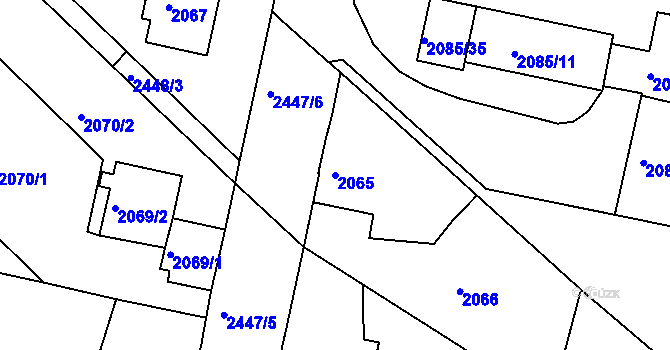 Parcela st. 2065 v KÚ Mnichovo Hradiště, Katastrální mapa