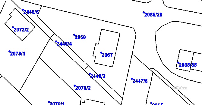Parcela st. 2067 v KÚ Mnichovo Hradiště, Katastrální mapa