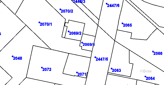Parcela st. 2069/1 v KÚ Mnichovo Hradiště, Katastrální mapa