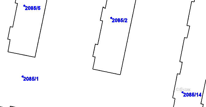 Parcela st. 2085/4 v KÚ Mnichovo Hradiště, Katastrální mapa
