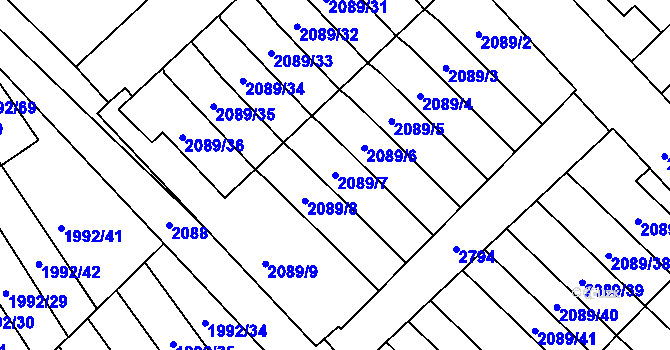 Parcela st. 2089/7 v KÚ Mnichovo Hradiště, Katastrální mapa