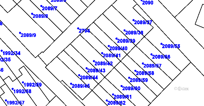 Parcela st. 2089/41 v KÚ Mnichovo Hradiště, Katastrální mapa