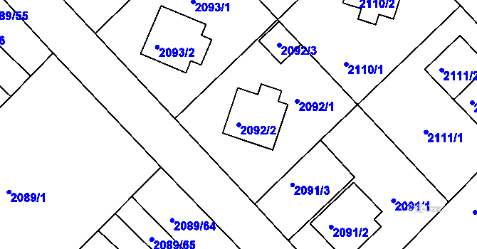 Parcela st. 2092/2 v KÚ Mnichovo Hradiště, Katastrální mapa