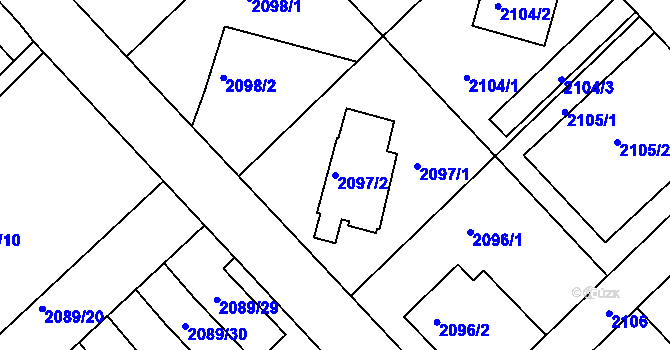 Parcela st. 2097/2 v KÚ Mnichovo Hradiště, Katastrální mapa