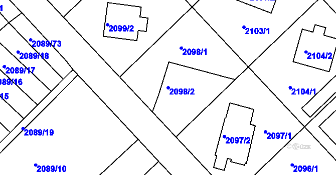 Parcela st. 2098/2 v KÚ Mnichovo Hradiště, Katastrální mapa