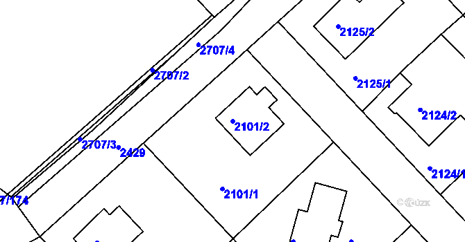 Parcela st. 2101/2 v KÚ Mnichovo Hradiště, Katastrální mapa