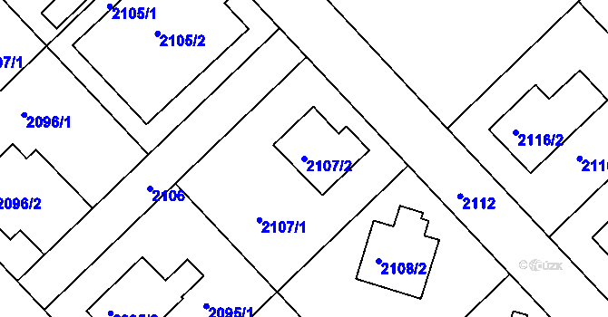 Parcela st. 2107/2 v KÚ Mnichovo Hradiště, Katastrální mapa
