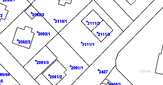 Parcela st. 2111/1 v KÚ Mnichovo Hradiště, Katastrální mapa