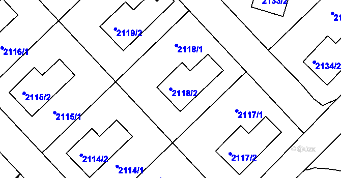 Parcela st. 2118/2 v KÚ Mnichovo Hradiště, Katastrální mapa