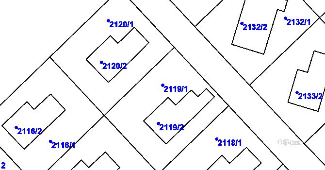 Parcela st. 2119/1 v KÚ Mnichovo Hradiště, Katastrální mapa