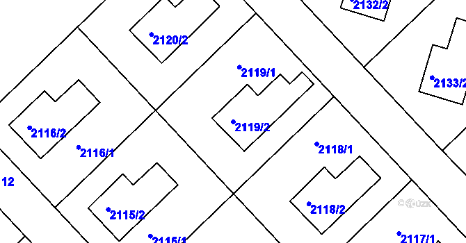 Parcela st. 2119/2 v KÚ Mnichovo Hradiště, Katastrální mapa