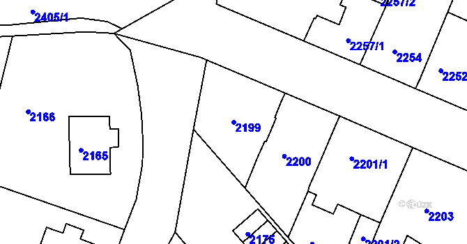 Parcela st. 2199 v KÚ Mnichovo Hradiště, Katastrální mapa