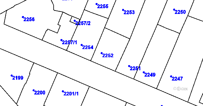 Parcela st. 2252 v KÚ Mnichovo Hradiště, Katastrální mapa