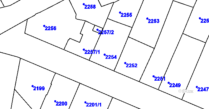 Parcela st. 2254 v KÚ Mnichovo Hradiště, Katastrální mapa