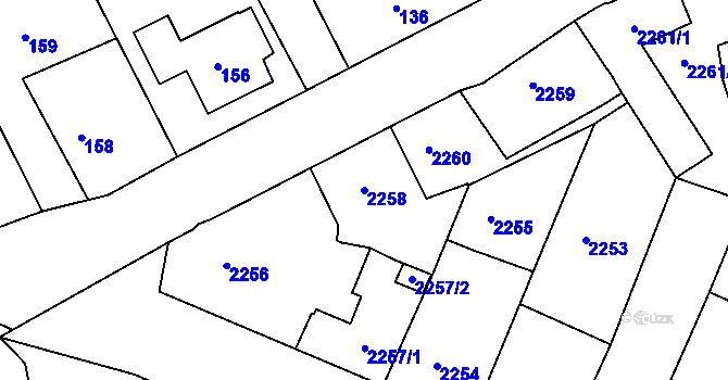 Parcela st. 2258 v KÚ Mnichovo Hradiště, Katastrální mapa