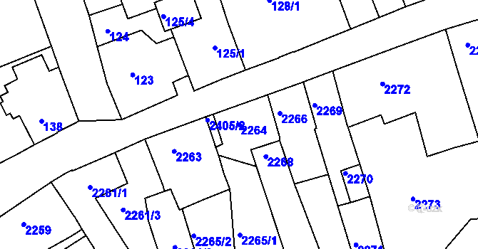 Parcela st. 2264 v KÚ Mnichovo Hradiště, Katastrální mapa