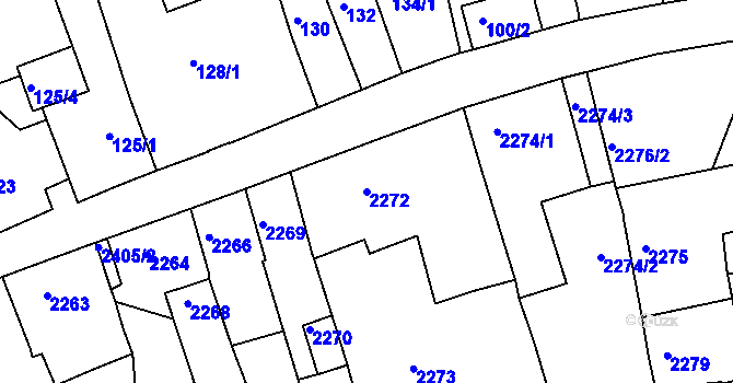 Parcela st. 2272 v KÚ Mnichovo Hradiště, Katastrální mapa